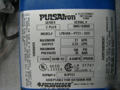 New pulsatron series e plus metering pump, model LPD4, 