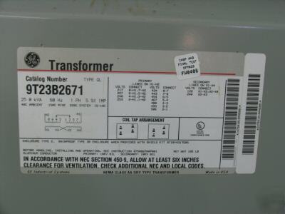 Ge brand single phase transformer 25.0 kva 5.9%imp 