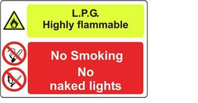 200 x 300 l.p.g. highly inflammable s/avinyl sticker