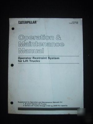 Caterpillar maintenance & operator's manual supplement