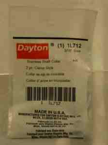 Dayton stainless shaft collar 2PC clamp style 1L712