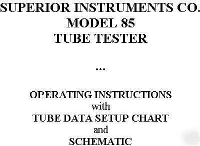 Setup data + manual - superior 85 tube tester checker