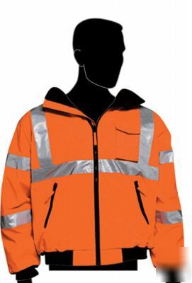 Ansi osha class iii 3 ii bomber safety jacket orange xl