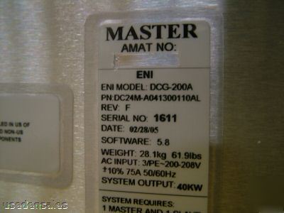 Eni dcg-200A master dc plasma generator 40KW