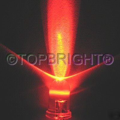 100 pcs ultrabright red led 5MM 6000 mcd free resistor