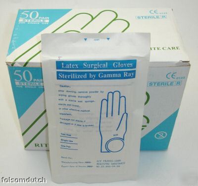 * boxed powdered sterile latex disposable gloves large
