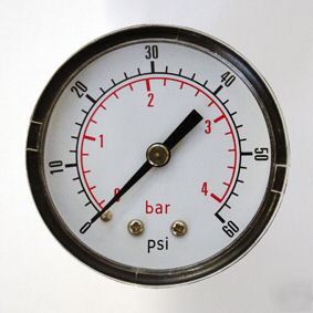 50MM pressure gauge rear entry 0-60 psi air and oil