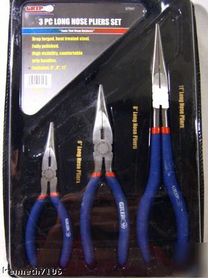 Grip handle 3PC long nose pliers tool combo kit tools