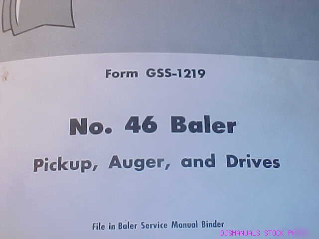 Ih 46 baler pickup auger drives service manual
