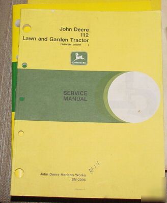 John deere 112 lawn garden tractor service tech manual