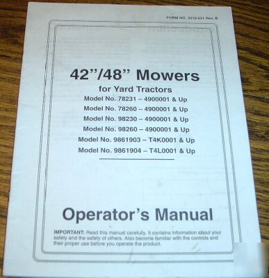 New holland 78231-9861904 tractor mower operator manual
