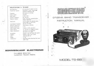 Yaesu sommerkamp ts-660S transceiver instruction manual