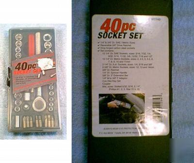 New 40 piece socket set sae and metric 