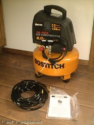 New bostitch 6.0 gal.air compressor w/air hose & manual