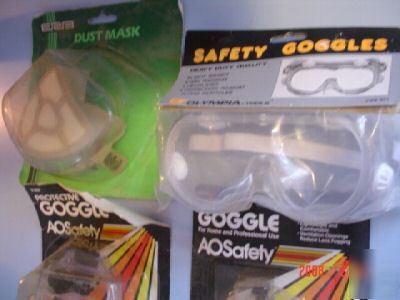4 safety goggles & dust mask name brands 