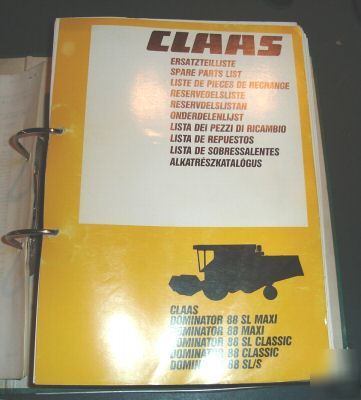 Claas dominator 88 series combine parts catalog book