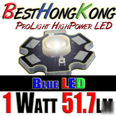 High power led set of 50 prolight 1W blue 51.7 lumen