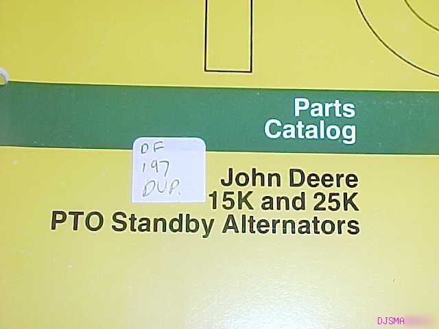 John deere 15K 15K ptp standby alternators part catalog