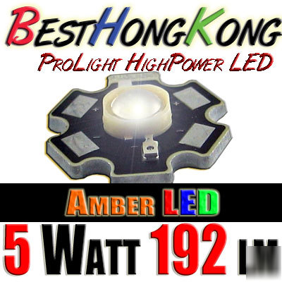 High power led set of 500 prolight 5W amber 192 lumen