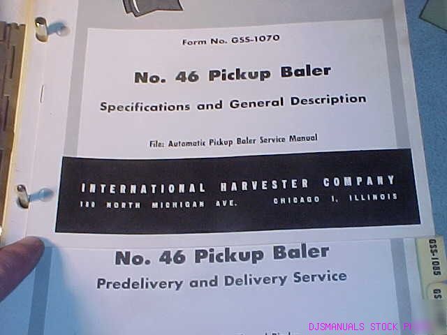 Ih 46 pickup baler service manuals 2