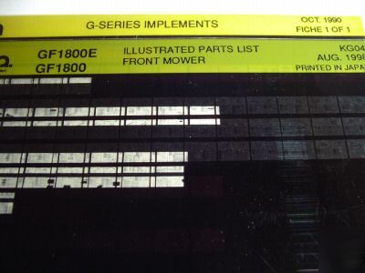 Kubota GF1800 1800E front mower part catalog microfiche