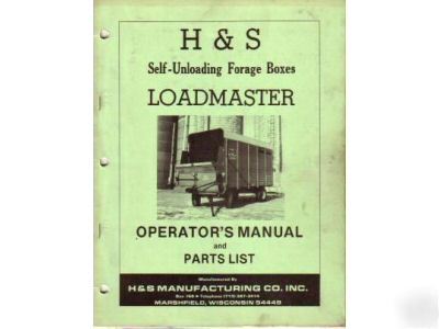 H&s loadmaster forage box operator's manual