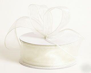 7/8 in 10 yd ivory organza ribbon wire edge party favor