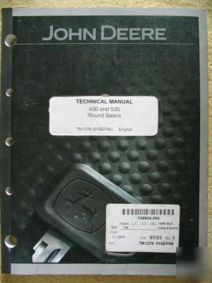 John deere 430 530 round baler technical repair manual
