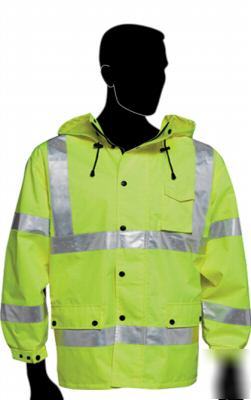 Ansi osha class iii 3 windbreaker safety jacket lime lg