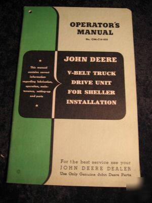 John deere v-belt truck drive unit operator's manual