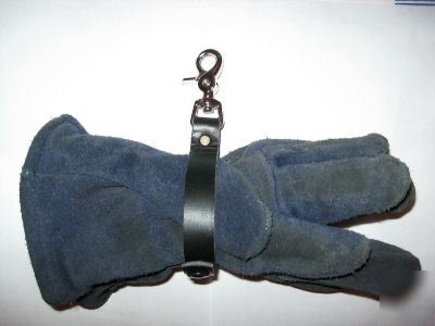 Leather firefighter glove holder made in usa