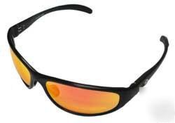 New occ safety glasses 3- black alum frame red mirror - 