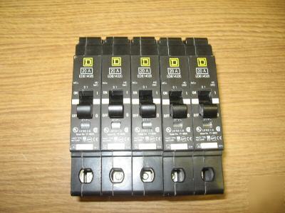 Square d 1P 20A 277V circuit breaker lot of 5 EDB14020