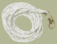 50 ft lifeline lanyard polyester rope snaphook end 5/8