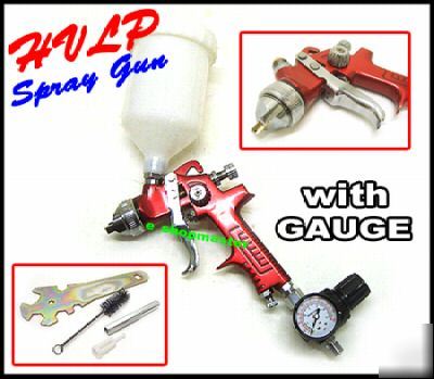 1.4MM hvlp air paint spray gun gauge regulator gravity 