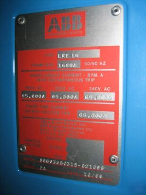 Abb 1600 amp type lke-16 LKE16 mps-5 MPS5 trip 800/400