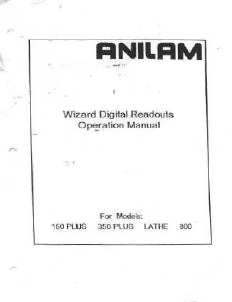 Anilam wizard dro digital readout owners manual