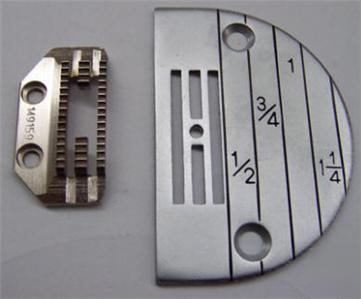 Medium plate and feeder for industrial sewing machines