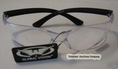Ramjet safety glasses by global vision black/clear lens
