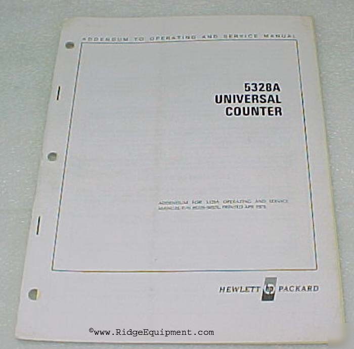Hp 5328A universal counter op-service manual addendum