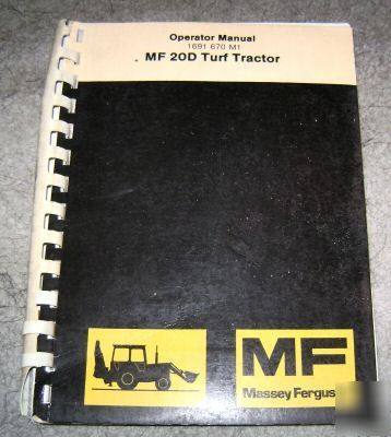 Massey ferguson mf 20D turf tractor operator manual