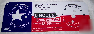 New lincoln welder sa-200-163 texas flag control plate, 