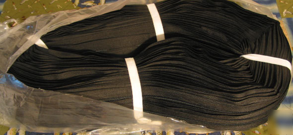 New #5 nylon chain continuous zipper black 1000 yd yard 