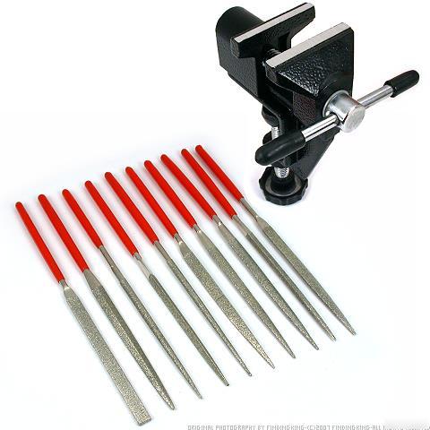New 10 diamond coated files & bench vise filing tools 