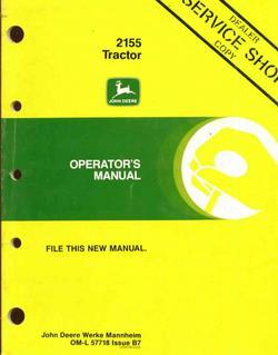 John deere operator's manual 2155 tractor tractors good