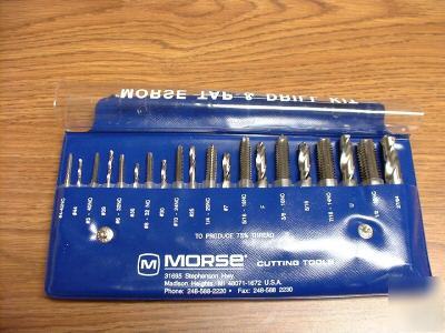 New tap and drill set, morse #37103 20-pc st w/guide 