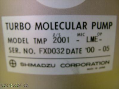 Shimadzu tmp 2001 turbo molecular pump hitachi m-308