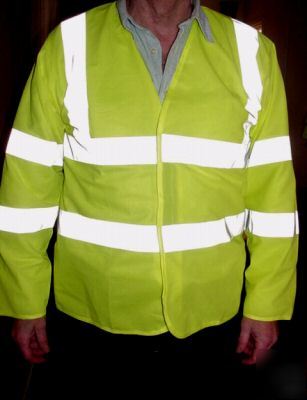 hi vis reflective long sleeve vest road safety xxl