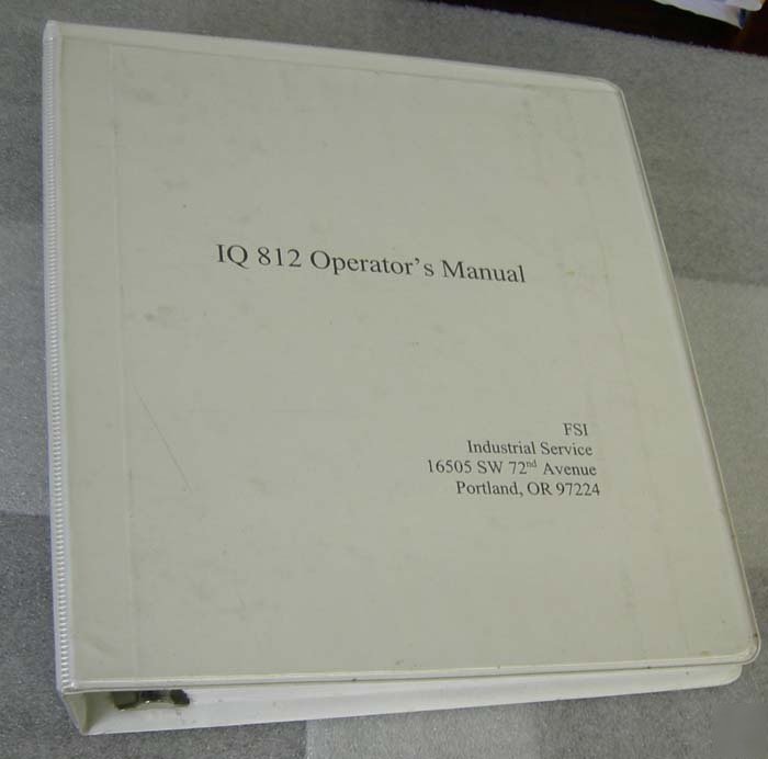 Fsi iq 812 operators manual
