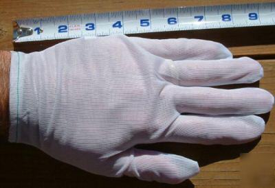 12 prs nylon inspection gloves mens no cotton lint lrg 